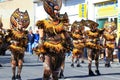 Disguised people parading at the french Carnival of Limoux in Occitanie