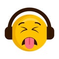 Disgusted emoji with headphones icon