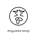 disgusted emoji icon. Trendy modern flat linear vector disgusted