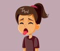 Disgusted Little Girl Sticking Tongue Out Vector Cartoon Royalty Free Stock Photo