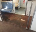 Disgusting gross dirty carpet in public transportation train