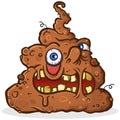 Poop Monster Cartoon Character with a Grotesque Melting Face