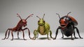 A disgustingly adorable cartoon illustration featuring ugly cootie bugs Royalty Free Stock Photo