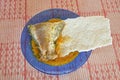 Dish of Amazonian style Fish Soup with Cassave Bread