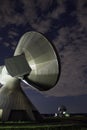 Dish antennas under a cloudy night sky