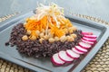 Dish with black rice, chick peas and carrots Royalty Free Stock Photo