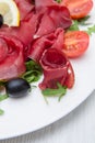 Dish of bresaola and aragula Royalty Free Stock Photo