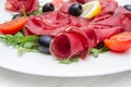 Dish of bresaola and aragula Royalty Free Stock Photo