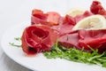 Dish of bresaola and aragula Royalty Free Stock Photo
