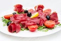 Dish of bresaola and aragula Royalty Free Stock Photo