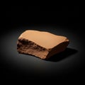 Dish-brown rock rests on a dark surface, highlighted against a Royalty Free Stock Photo