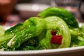 A dish of Chinese national dish, stir-fried lettuce with garlic and chili Royalty Free Stock Photo