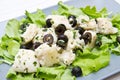 Dish of cod salad with black olives Royalty Free Stock Photo