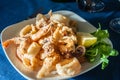 Dish of crispy fried squid and shrimps in Italy Royalty Free Stock Photo