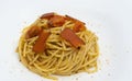 Dish of delicious spaghetti with bottarga, typical Sardinian Cuisine