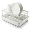 Dish drying rack in white plastic on white background Royalty Free Stock Photo