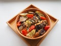 A dish of fish with vegetables. Royalty Free Stock Photo