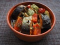 A dish of fish with vegetables. Royalty Free Stock Photo