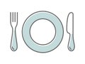 Dish fork and knife, thin icon illustration