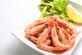 Dish of fresh boiled prawns Royalty Free Stock Photo