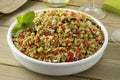Dish with fresh cooked tabouleh