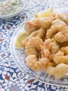 Dish of Fritto Misto di mare with Herb Dressing Royalty Free Stock Photo