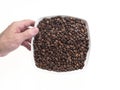 Dish full of coffee seeds