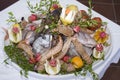 A dish full of sea food