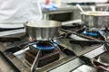 Dish on gas stove in restaurant or hotel kitchen