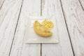 A dish of goat cheese and caramelized onion empanadas, where the cheese melts and blends with the sweet onion Royalty Free Stock Photo