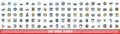 100 dish icons set, color line style Royalty Free Stock Photo