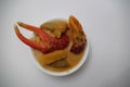 Dish of king crab soup Honduras Traditional food-Top view - Horizontal image