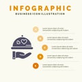 Dish, Love, Wedding, Heart Solid Icon Infographics 5 Steps Presentation Background Royalty Free Stock Photo