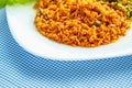 Dish made of two kinds of rice on a white plate Royalty Free Stock Photo