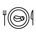 Dish with meat beef icon