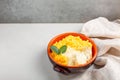 Dish of polenta with melted gorgonzola cheese Royalty Free Stock Photo