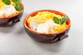 Dish of polenta with melted gorgonzola cheese Royalty Free Stock Photo