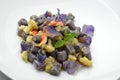 Dish of Purple Potato Dumpligs with Cauliflower and Lobster 2