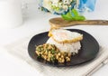 Dish of rice - egg and stir fried chiicken with basil Royalty Free Stock Photo