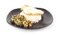 Dish of rice - egg and stir fried chiicken with basil Royalty Free Stock Photo