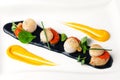 Dish from scallops. Italian restaurant. Menu. Royalty Free Stock Photo