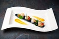 Dish from scallops. Italian restaurant. Menu. Royalty Free Stock Photo
