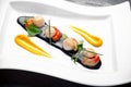 Dish from scallops. Italian restaurant. Menu. Royalty Free Stock Photo