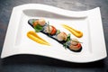 Dish from scallops. Italian restaurant. Menu. Royalty Free Stock Photo
