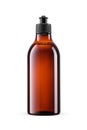 Dish soap. Dishwashing liquid detergent in blank amber brown bottle isolated