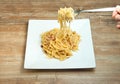 Dish of Spaghetti Carbonara Royalty Free Stock Photo