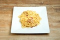 Dish of Spaghetti Carbonara Royalty Free Stock Photo