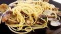 Dish with Spaghetti with clams Royalty Free Stock Photo