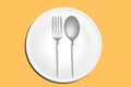 Dish, spoon and fork