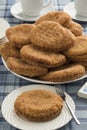 Dish with appelflappen, a traditional Dutch pastry for New Year`